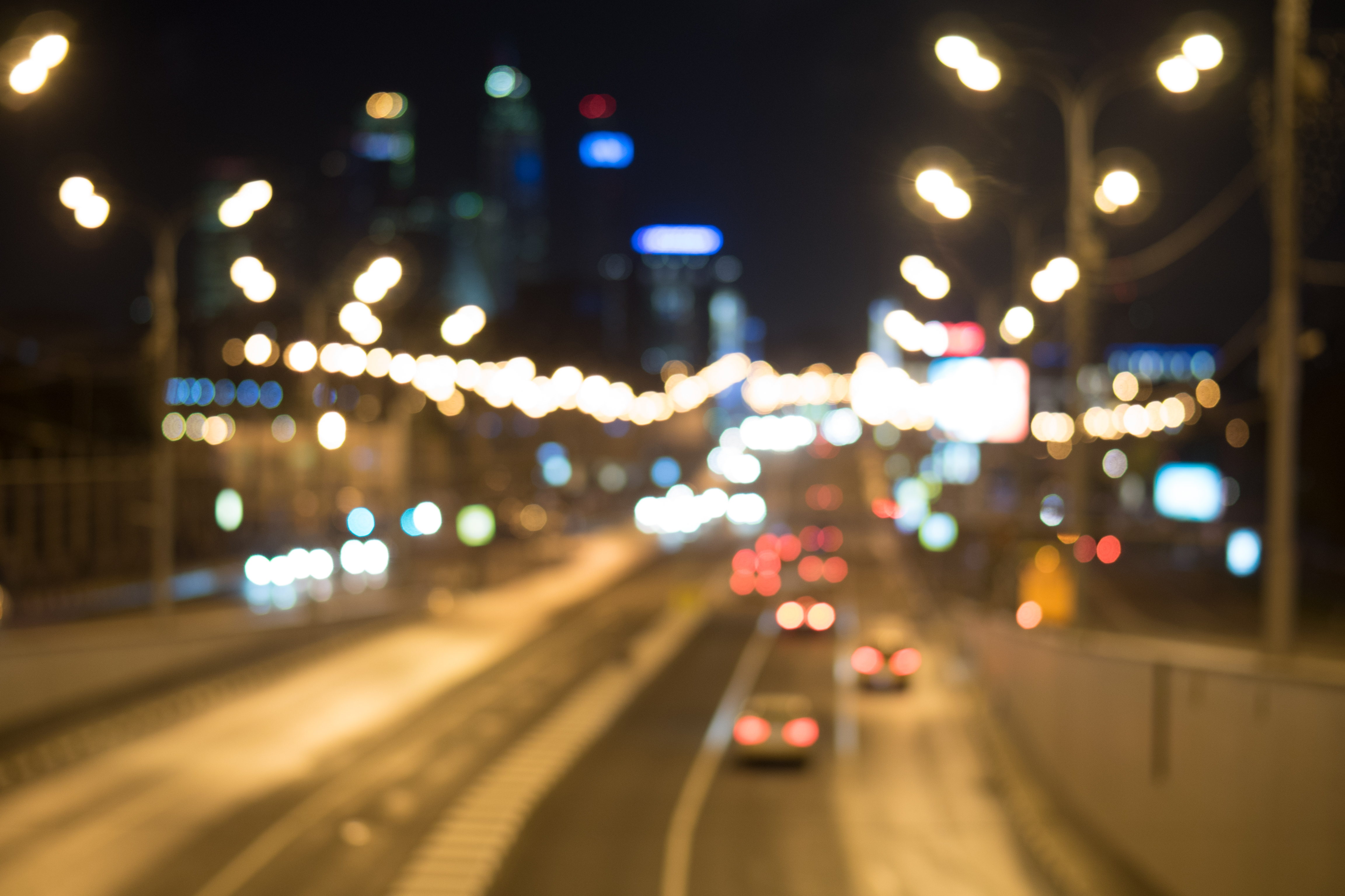blurred road and traffic at night