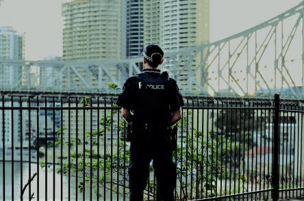 Officer overlooking Brisbane