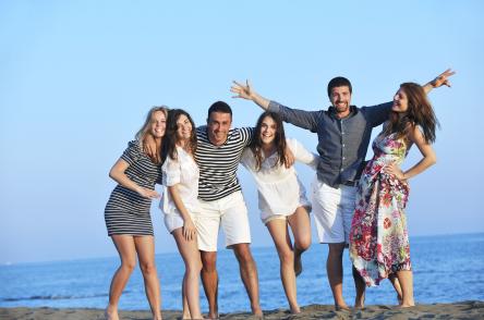 young people at beach