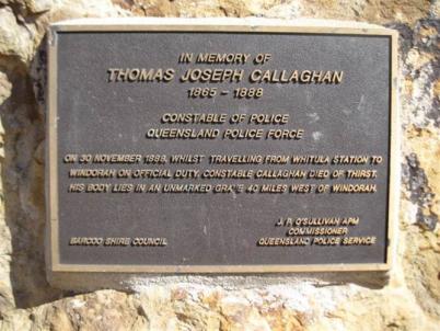 Callaghan memorial plaque