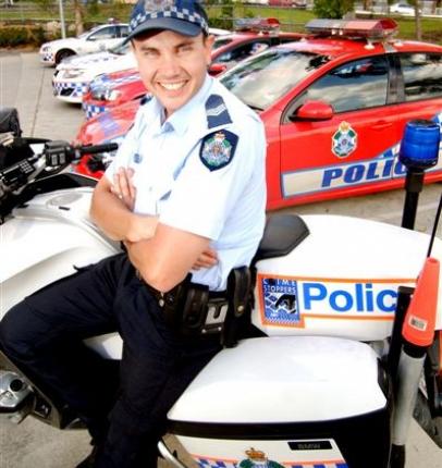 Stiller sitting on a motorbike