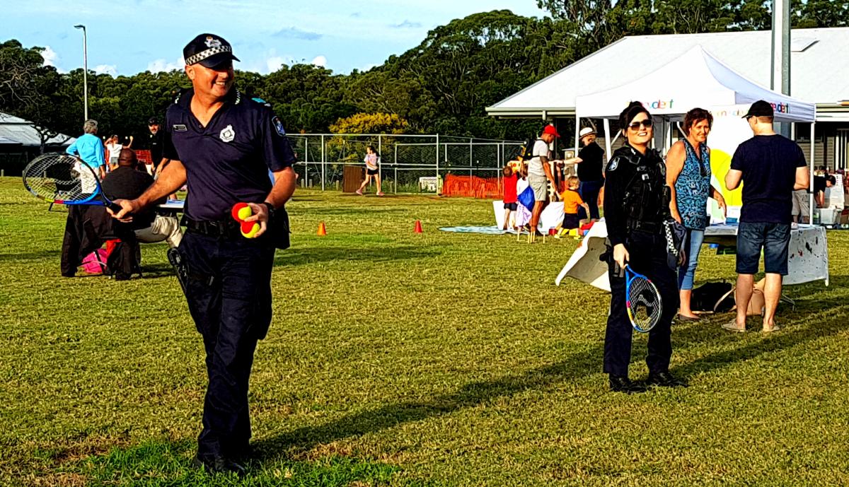 Police playing games with children