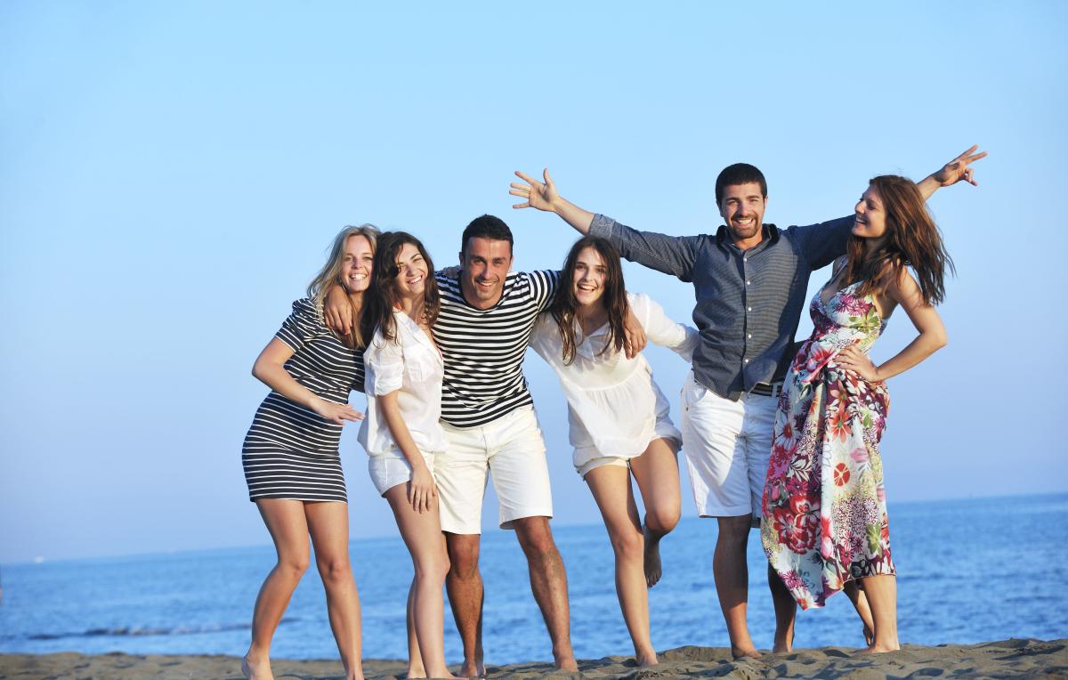 young people at beach