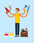 illustration of man with tools